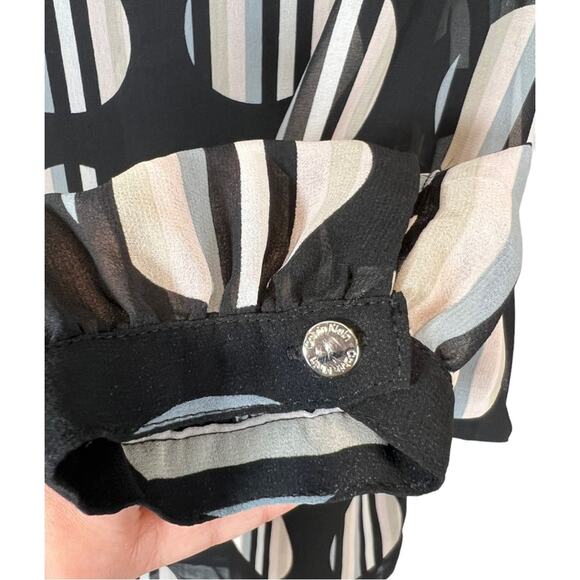 CALVIN KLEIN Geometric Dots Lined  layered long sleeve blouse relaxed fit - Picture 7 of 11